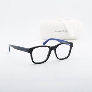 Alexander McQueen AM0356O 004 Square Eyeglasses 55mm - Black/Blue